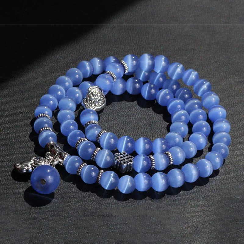 Wear FengShui Cat Eye PiXiu Support Triple Wrap Bracelet