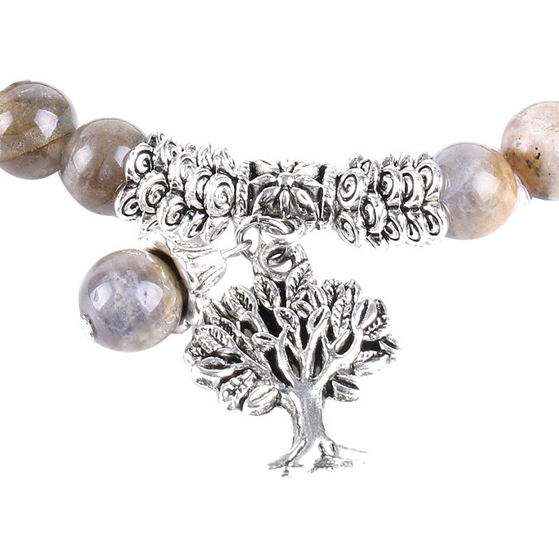 Wear FengShui Natural Gemstone Tree of Life Lucky Charm Stretch Bracelet