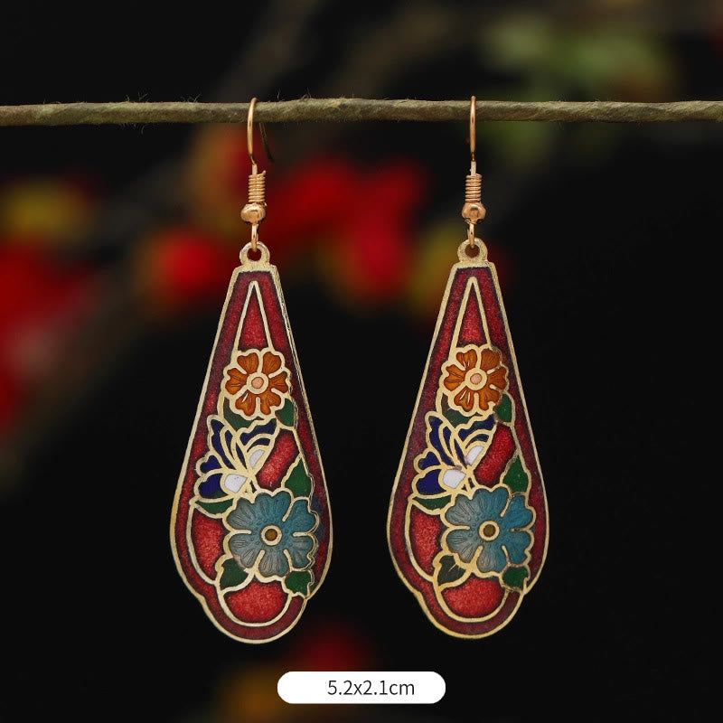 Wear FengShui Lotus Butterfly Flower Alloy Copper Enlightenment Drop Earrings