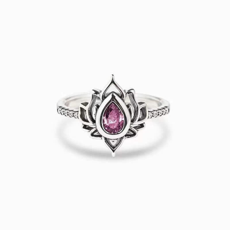 Wear FengShui 925 Sterling Silver Lotus Zircon Blessing Protection Ring