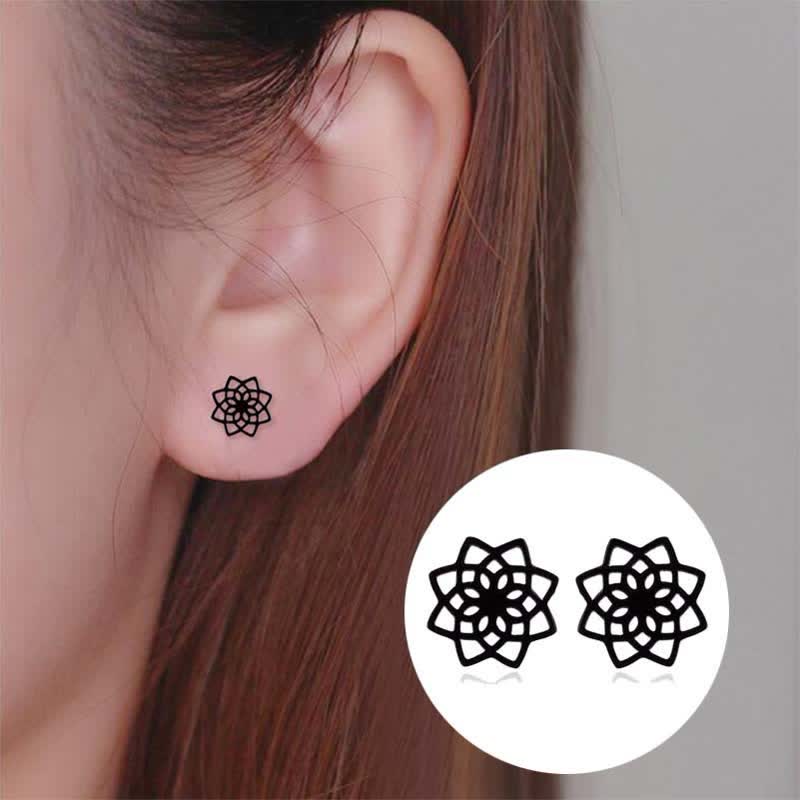 Wear FengShui Tibetan Lotus Pattern New Beginning Stud Earrings