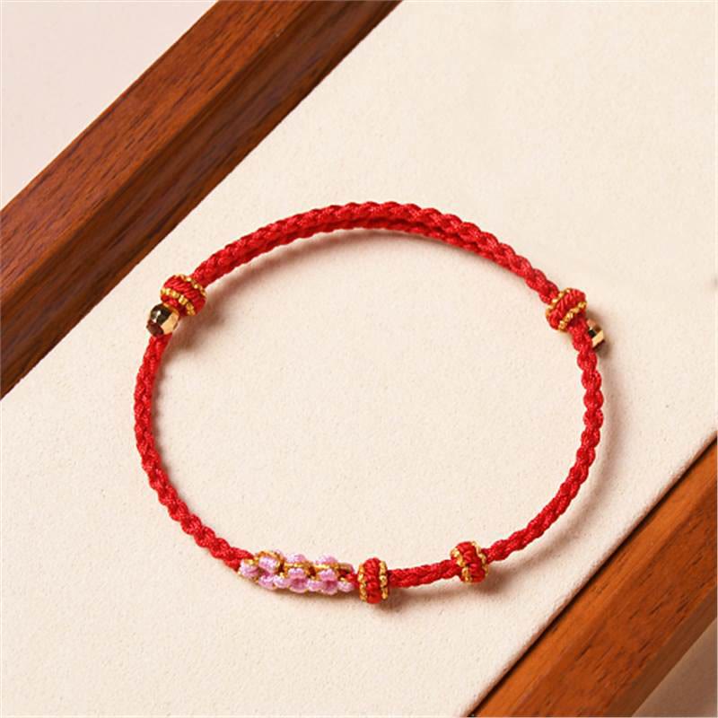 Wear FengShui Handmade Peach Blossom Protection Braided Rope Bracelet