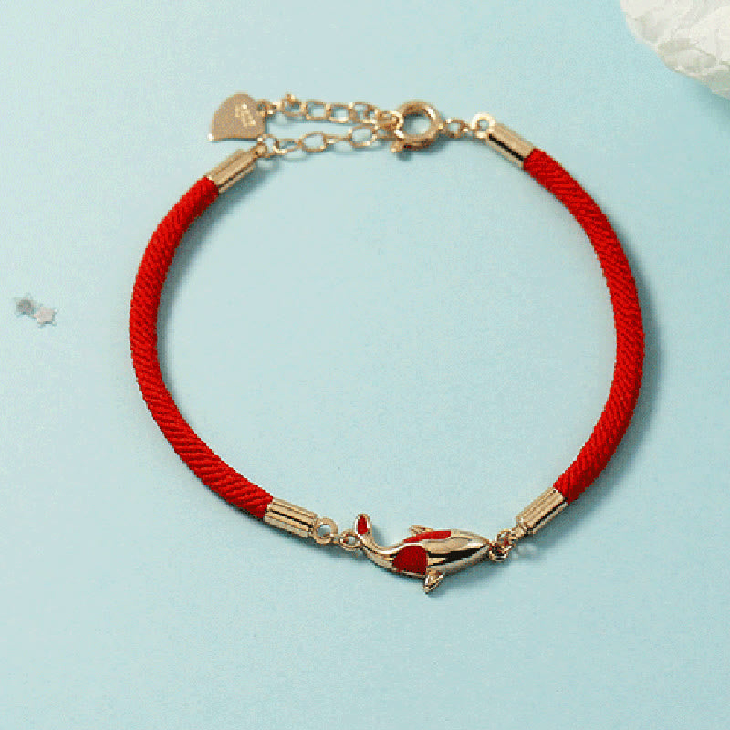 Wear FengShui Copper Koi Fish Wealth Necklace Pendant Red Rope Bracelet Earrings Set