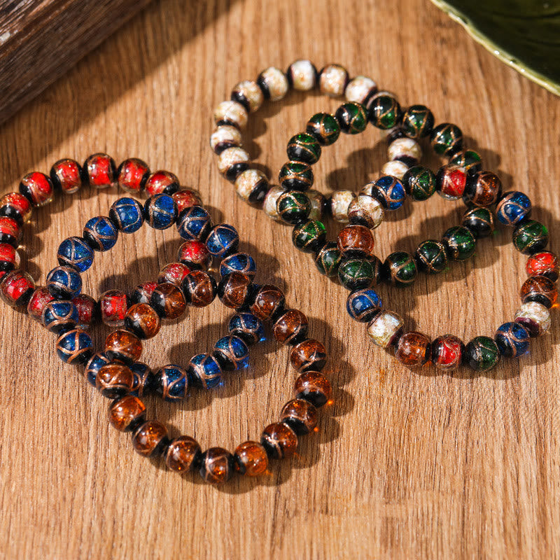 Wear FengShui Tibetan Classic Liuli Glass Bead Luck Wealth Bracelet