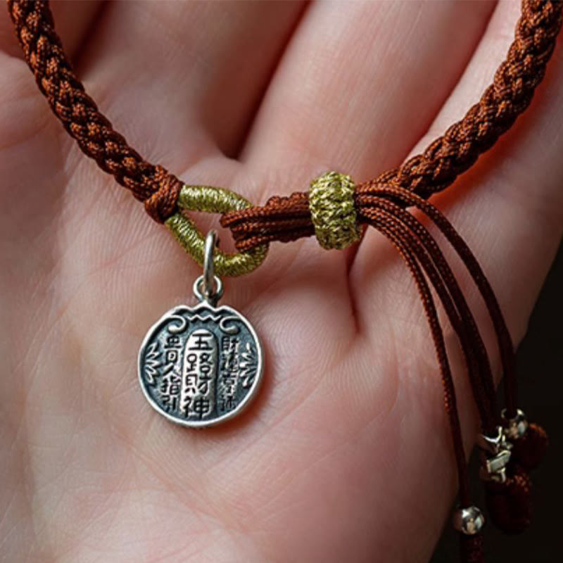 Wear FengShui Handmade 925 Sterling Silver Five Directions Gods of Wealth Luck Protection String Braid Bracelet