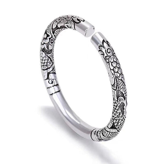 Wear FengShui Dragon Auspicious Clouds Luck Protection Bracelet Adjustable Bangle