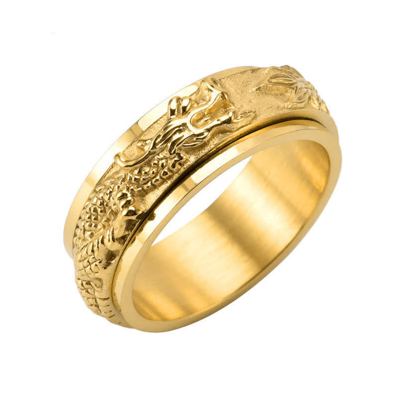 Wear FengShui Dragon Titanium Steel Stimulation Rotatable Ring