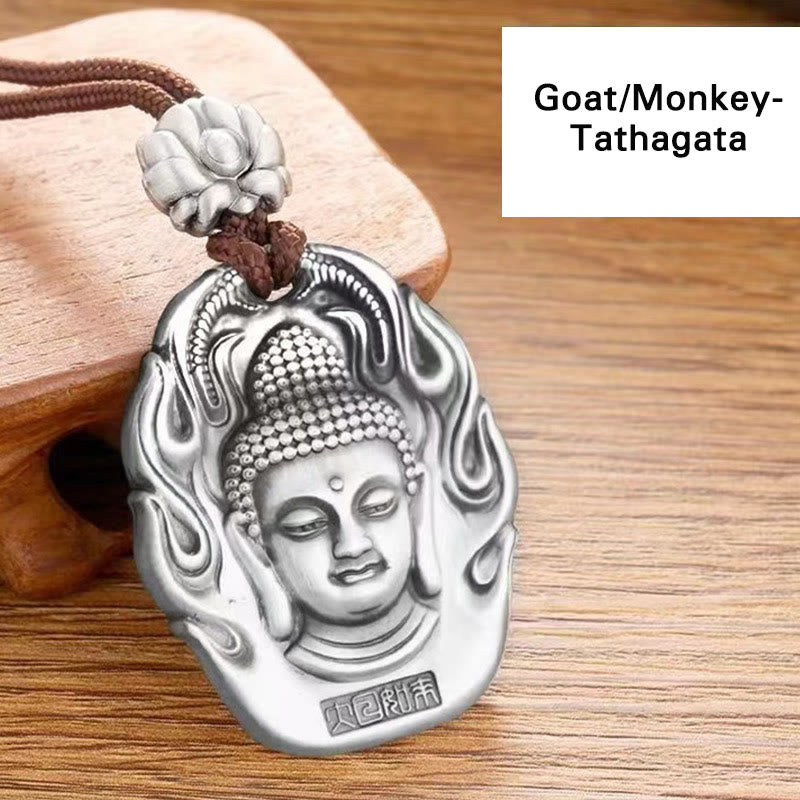 Wear FengShui Chinese Zodiac Natal Buddha Om Mani Padme Hum Lotus Compassion Necklace Pendant