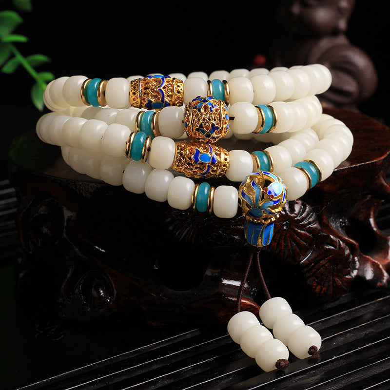 Wear FengShui Natural White Bodhi Seed Mala 108 Beads Wealth Bracelet