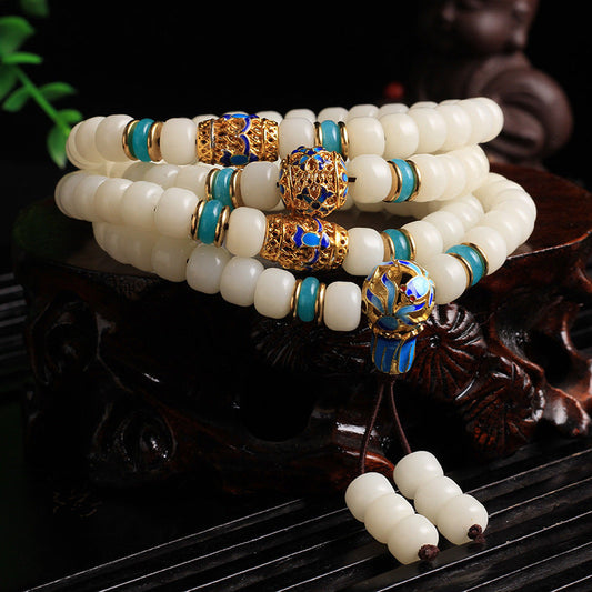 Wear FengShui Natural White Bodhi Seed Mala 108 Beads Wealth Bracelet