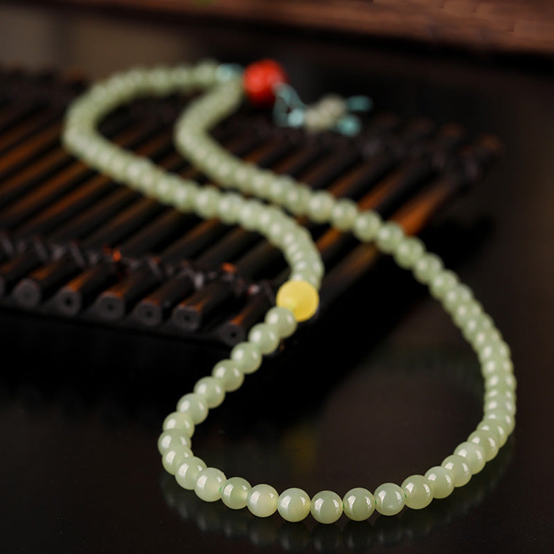 Wear FengShui Jade Red Agate Amber Laughing Buddha Prosperity Bracelet