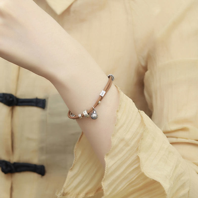 Wear FengShui 925 Sterling Silver Gold Swallowing Beast Koi Fish Wealth Handcrafted Braided Bracelet