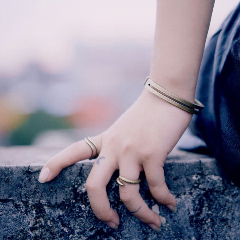 Wear FengShui Rustic Copper Luck Viking Cuff Bracelet