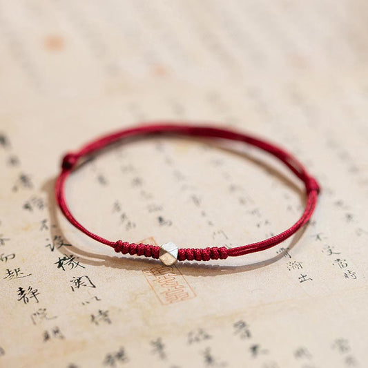 Wear FengShui 925 Sterling Silver Luck Bead Protection Red String Braided Bracelet