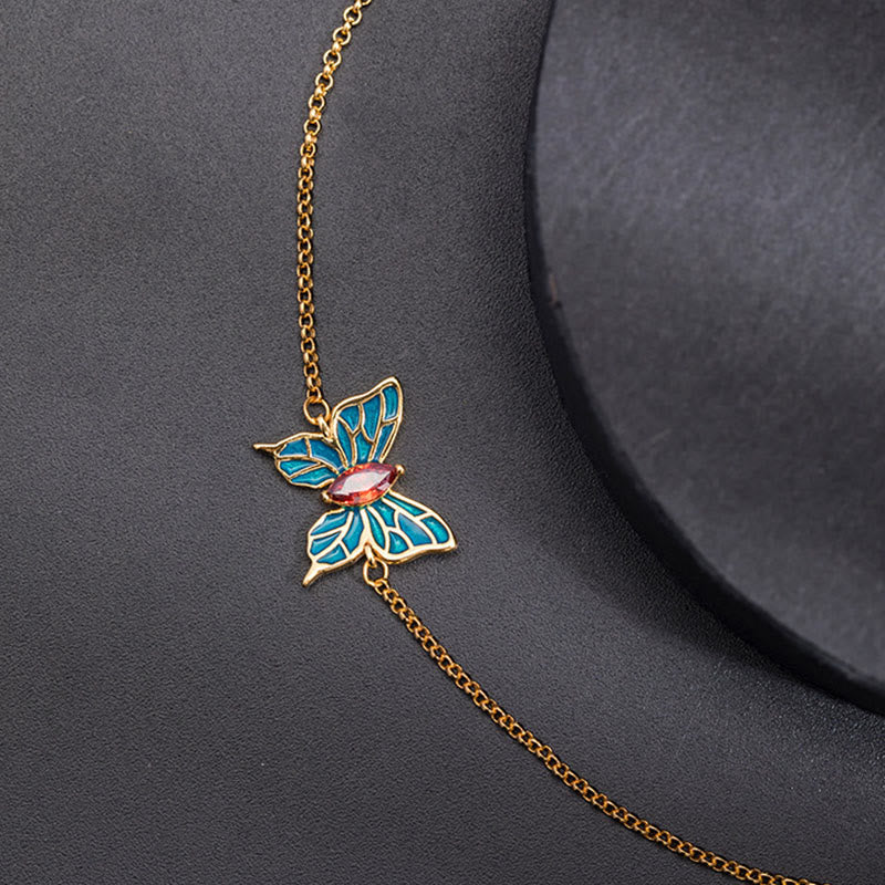 Wear FengShui 925 Sterling Silver Butterfly Zircon Love Chain Bracelet