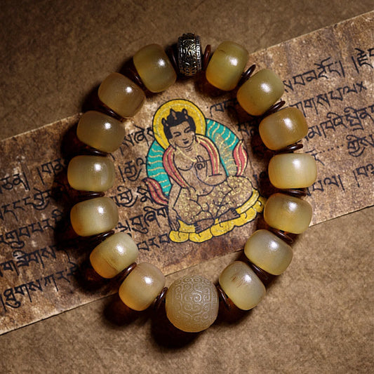 Wear FengShui Handmade Tibetan Sheep Horn Om Mani Padme Hum Auspiciousness Bracelet