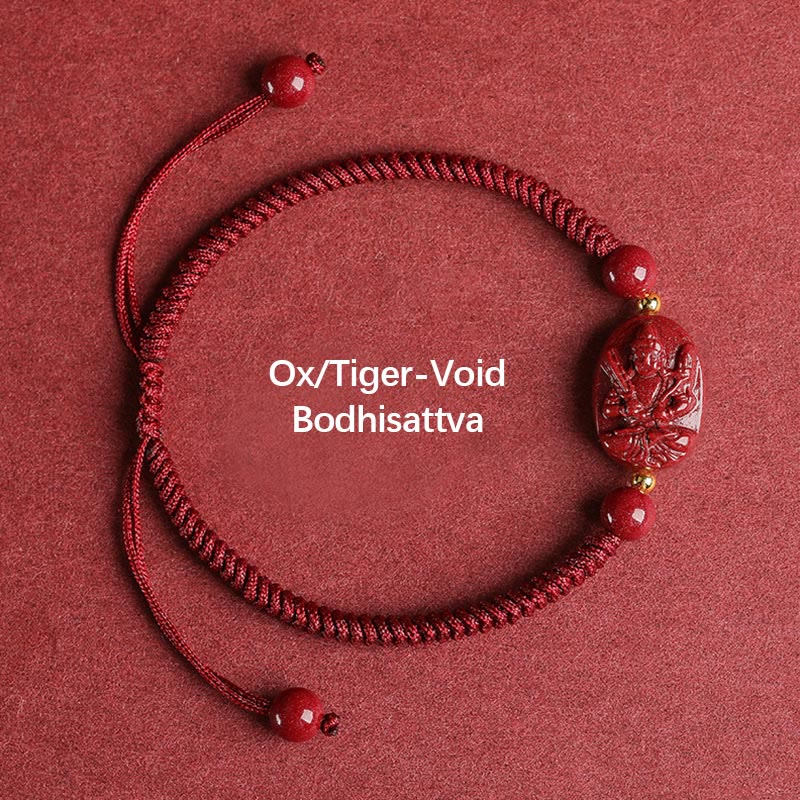 Wear FengShui Chinese Zodiac Natal Buddha Cinnabar Keep Away Evil Spirits Rope Bracelet