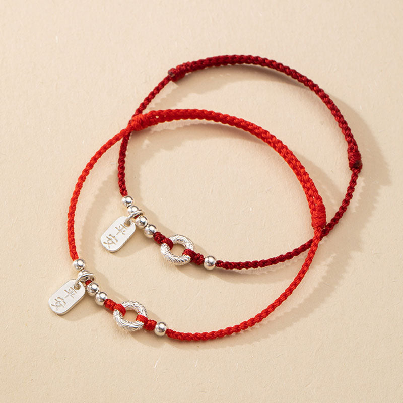 Wear FengShui 925 Sterling Silver Auspicious Clouds Peace Buckle Safe And Sound Bracelet Anklet