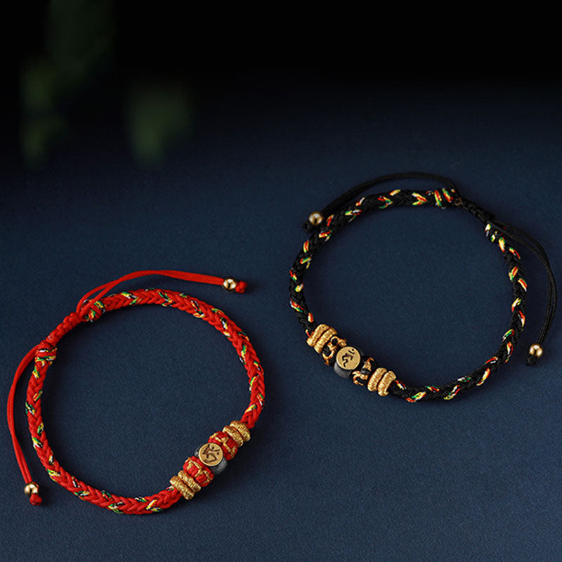 Wear FengShui Chinese Zodiac Natal Buddha Silver Luck Braided String Bracelet