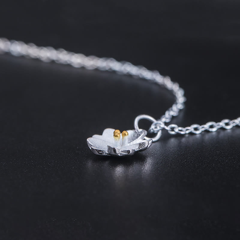 Wear FengShui 925 Sterling Silver Cherry Blossom Flower Blessing Necklace Pendant
