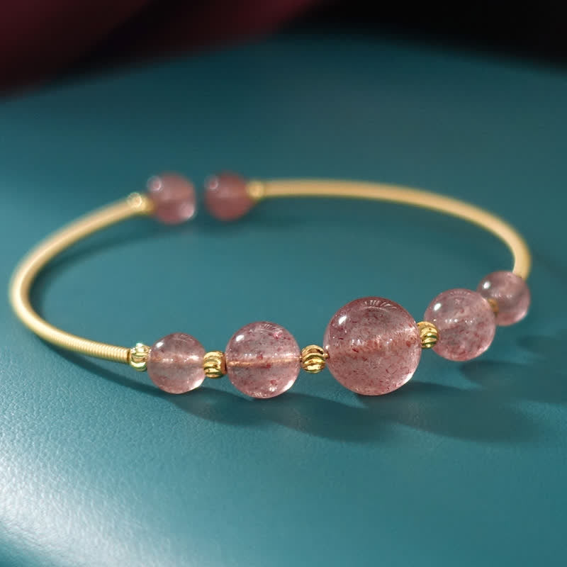 Wear FengShui Natural Strawberry Quartz Love Healing Bracelet Bangle