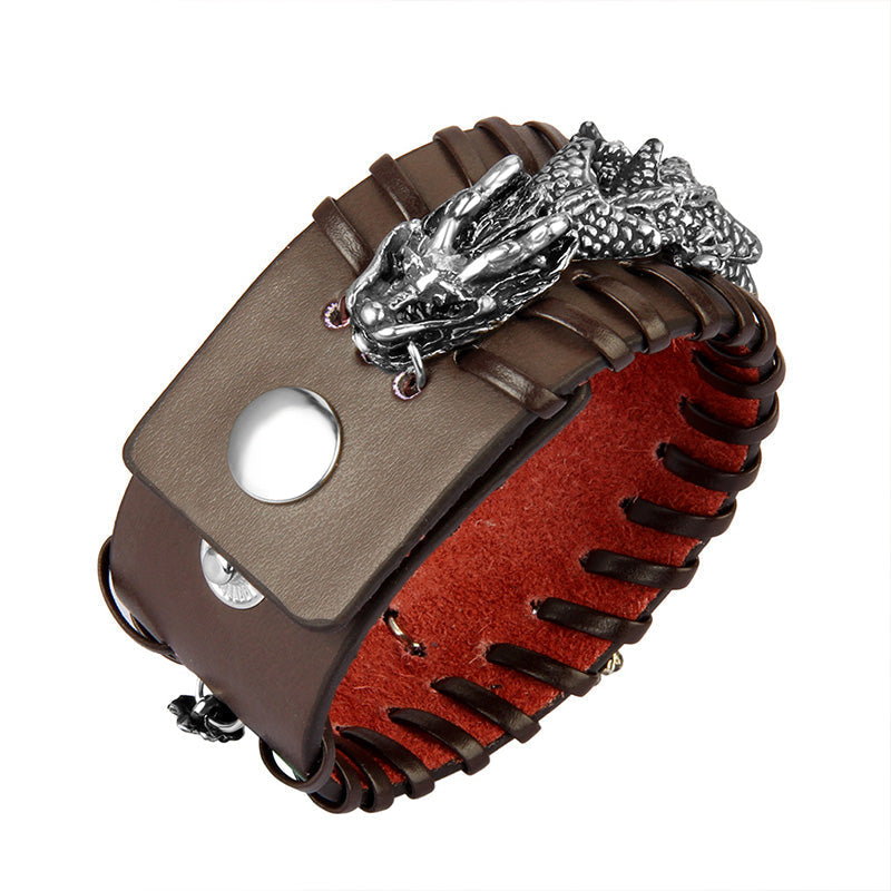 Wear FengShui Dragon Leather Protection Weave Bracelet
