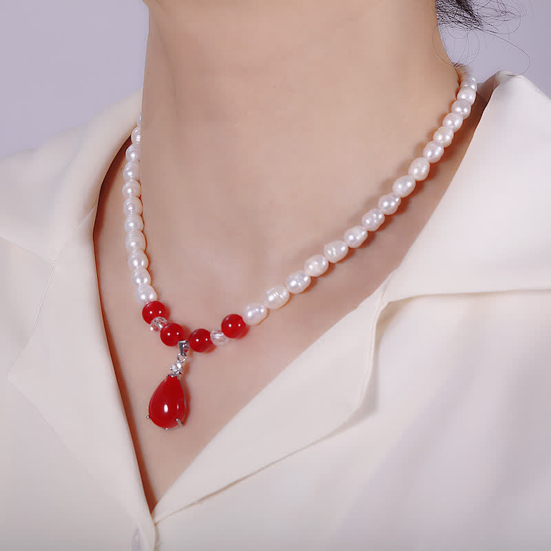 Wear FengShui Pearl Bead Waterdrop Calm Peace Necklace Pendant