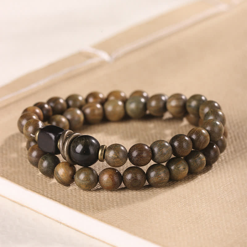 Wear FengShui Tibetan Green Sandalwood Crystal Soothing Peace Bracelet