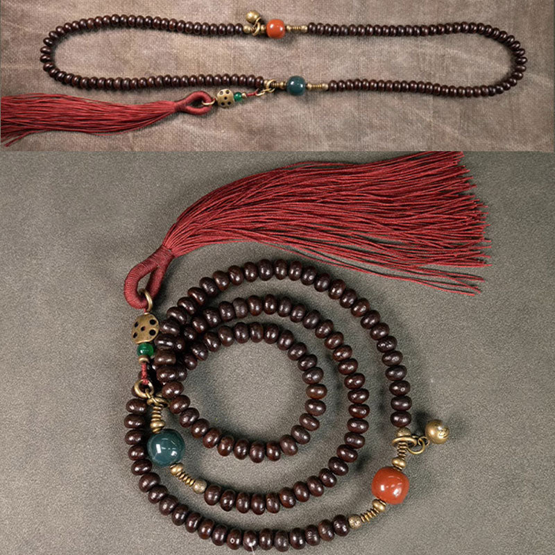 Wear FengShui 108 Mala Beads Natural Tibet Purple Bodhi Seed Auspiciousness Bracelet