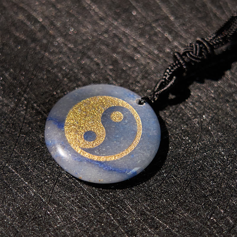 Wear FengShui Various Crystal Amethyst Tiger Eye Green Aventurine Yin Yang Spiritual Necklace Pendant