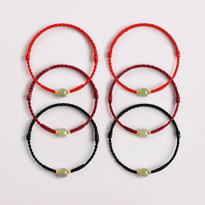 Wear FengShui Handmade Jade Lucky Bead Prosperity Braided Bracelet