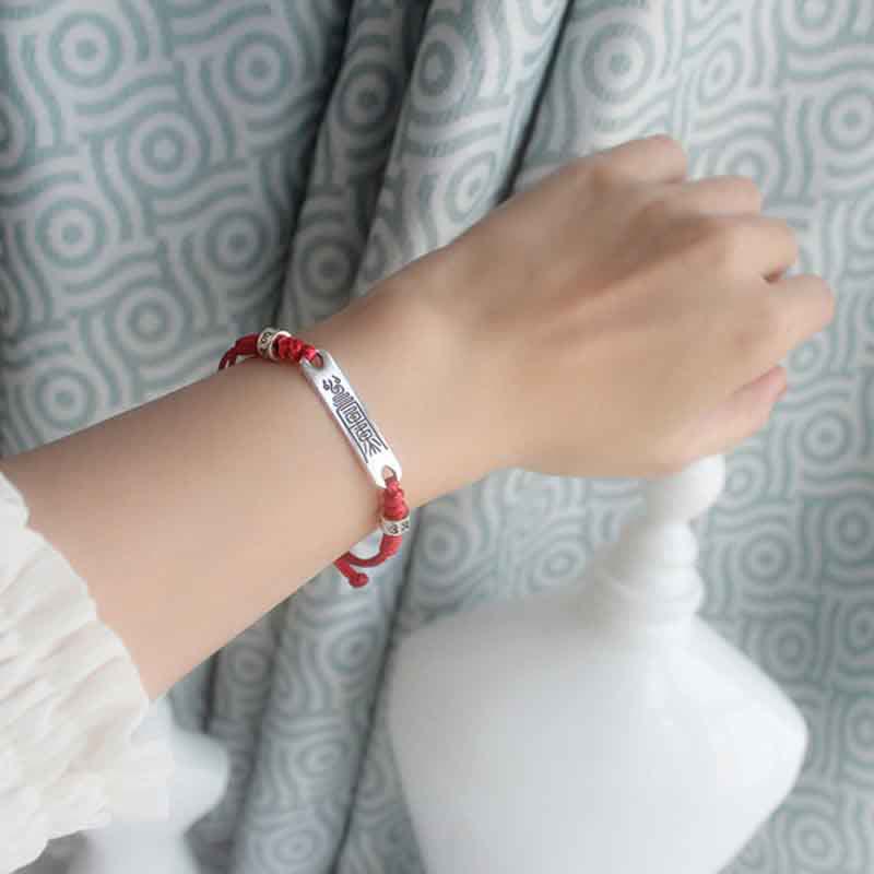 Wear FengShui 925 Sterling Silver Red String Luck Strength Braid Bracelet