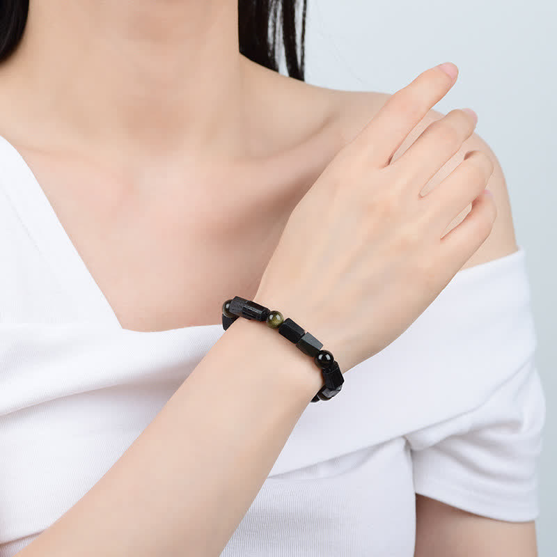 Wear FengShui Gold Sheen Obsidian Black Tourmaline Wealth Bracelet