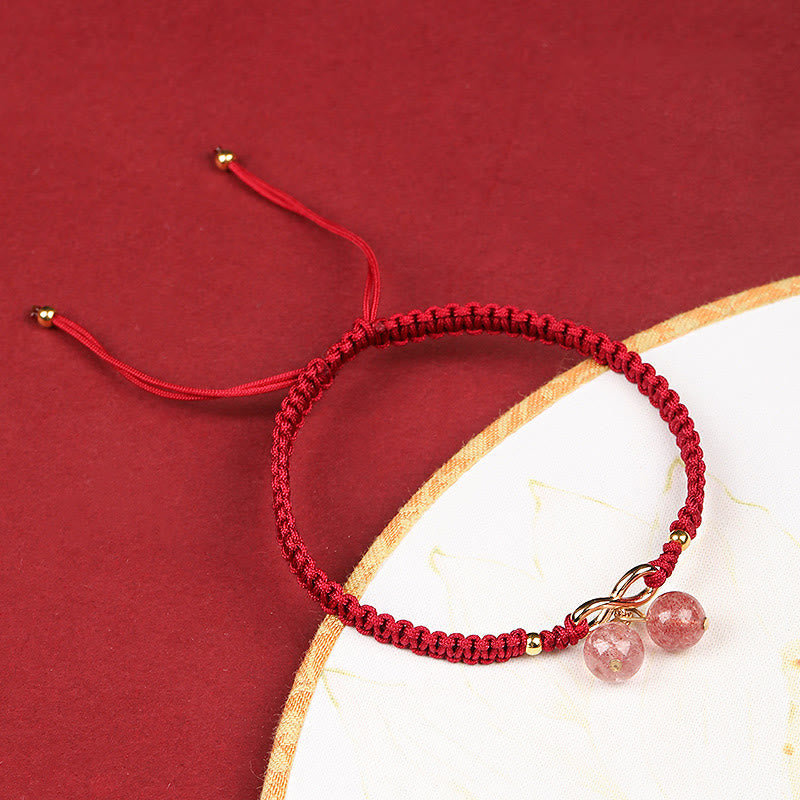 Wear FengShui Natural Strawberry Quartz Amethyst Green Phantom Bead Positive Bracelet