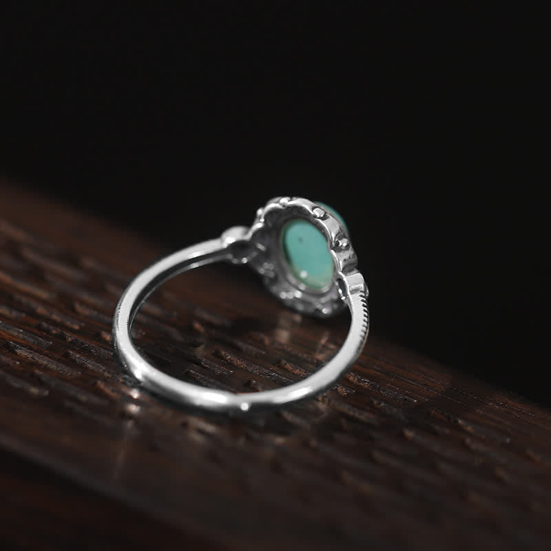 925 Sterling Silver Tibetan Turquoise Red Agate Protection Ring