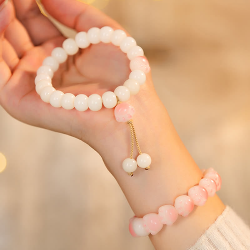 Wear FengShui Natural Bodhi Seed Lovely Paw Lucky Cat Paw Peace Bracelet