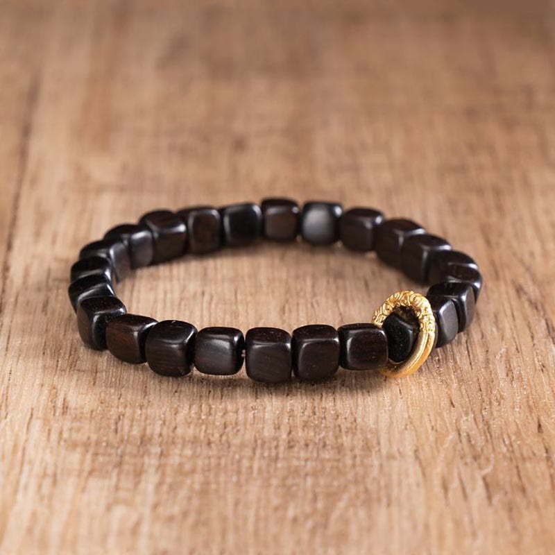 Wear FengShui Tibetan Ebony Wood Dzi Bead Balance Calm Bracelet