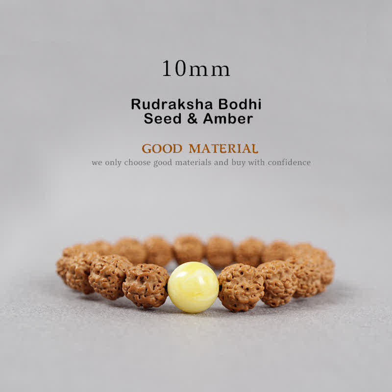 Wear FengShui Tibet Rudraksha Bodhi Seed Dzi Bead Amber Turquoise Wealth Bracelet