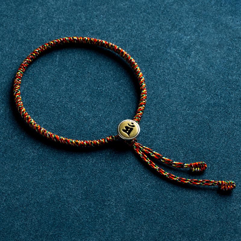 Wear FengShui Handmade 925 Sterling Silver Chinese Zodiac Natal Buddha Protection Colorful Rope Bracelet