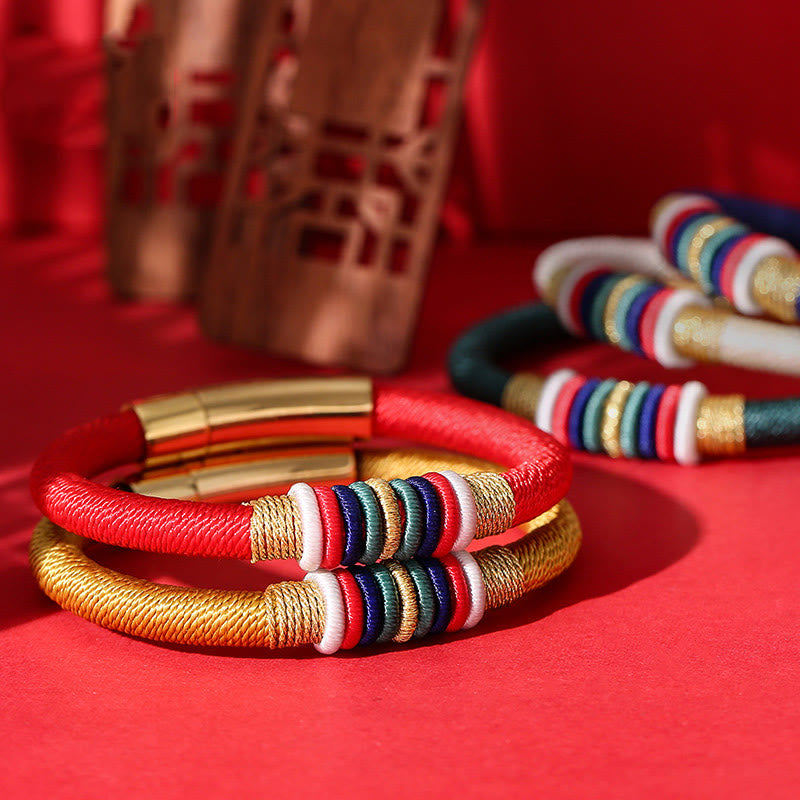 Wear FengShui Tibetan Handmade Colorful King Kong Knot Five Elements Luck Braid String Bracelet