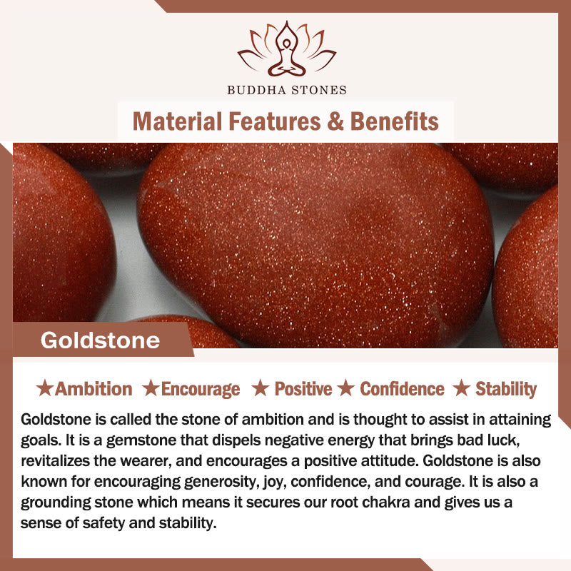 Wear FengShui 108 Mala Beads Goldstone Om Mani Padme Hum Swastika Confidence Bracelet