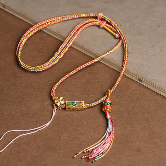 Wear FengShui Colorful String Copper Wealth Necklace Pendant