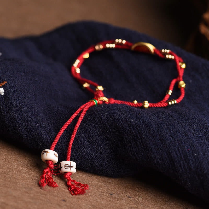 Wear FengShui Handmade Cinnabar Dumplings Design Luck Braided Red Rope Bracelet