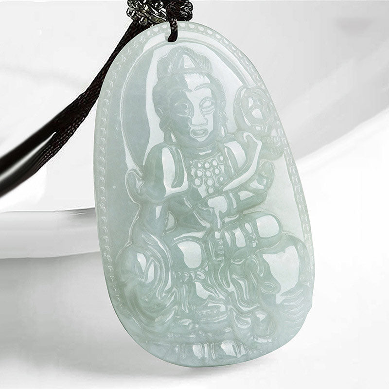 Wear FengShui Chinese Zodiac Natal Buddha Jade Wealth Prosperity Necklace Pendant