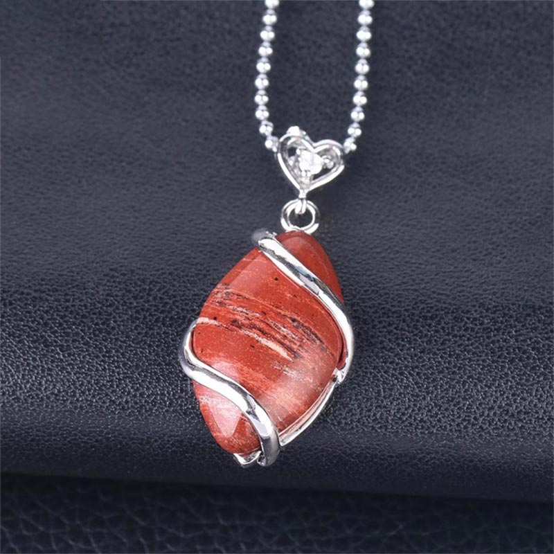 Wear FengShui Marquise Pattern Natural Crystal Stone Charm Necklace Pendant