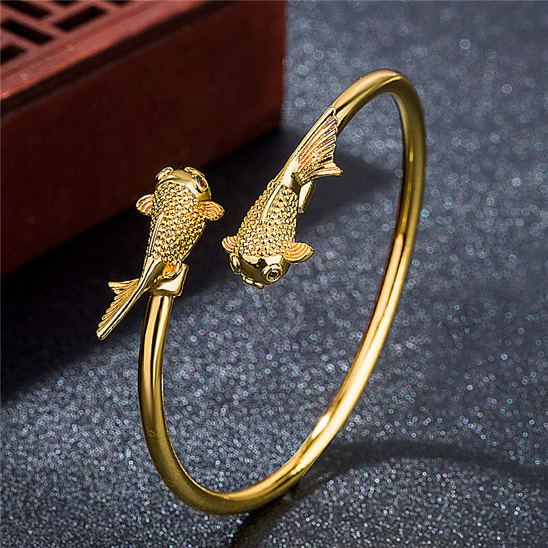 Wear FengShui Double Koi Fish Copper Prosperity Wealth Bracelet