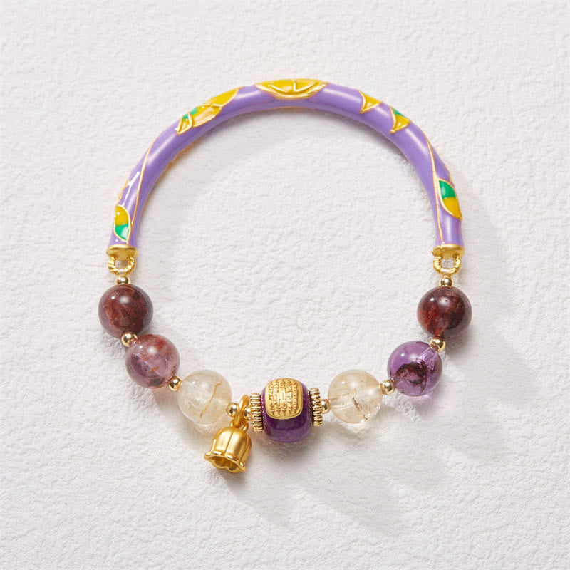 Wear FengShui Purple Phantom Purple Jade Scripture Citrine Love Wisdom Bracelet Bangle