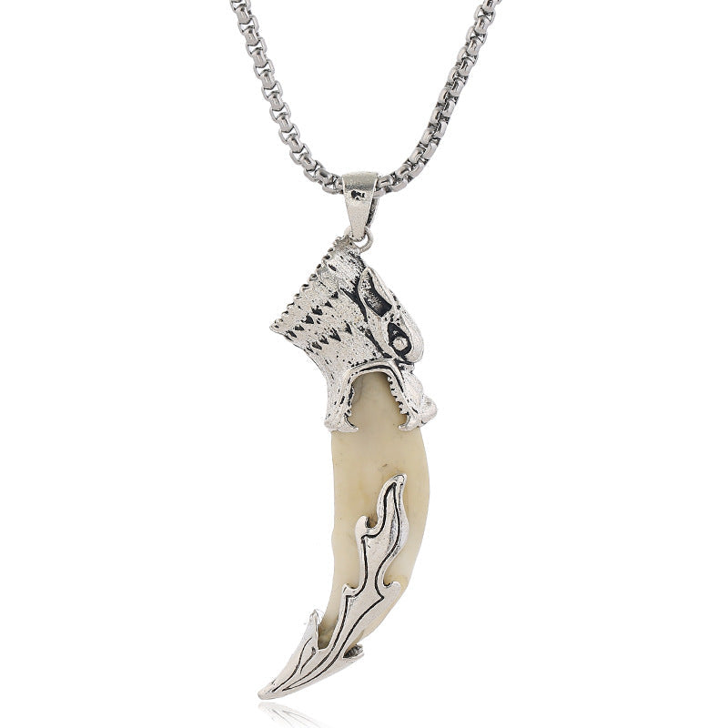 Wear FengShui Imitation Wolf Tooth Titanium Steel Balance Necklace Pendant