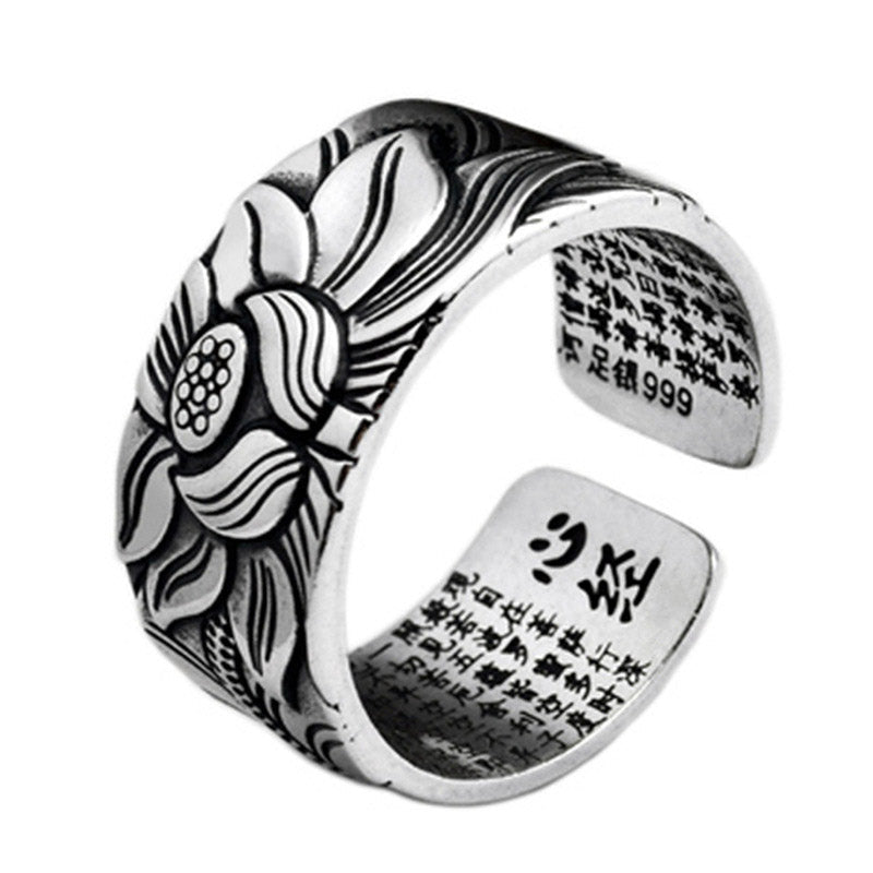 Wear FengShui Tibetan Lotus White Copper Enlightenment Ring