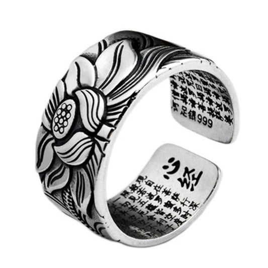 Wear FengShui Tibetan Lotus White Copper Enlightenment Ring
